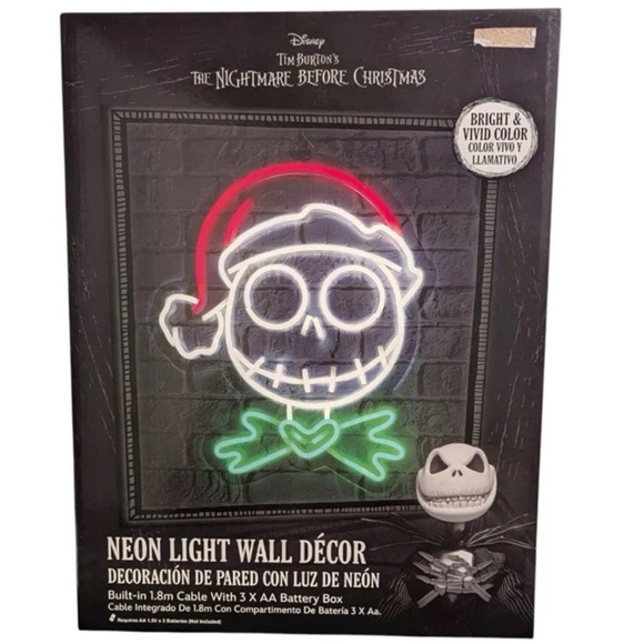 The Nightmare Before Christmas 14" Santa Jack Skellington "Neon" Sign LED Lights - Picture 3 of 9